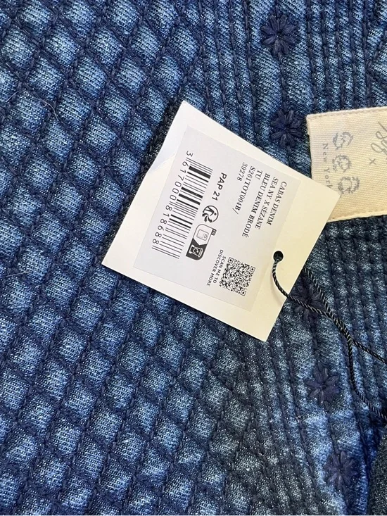 Sézane Sea New York Collaboration Denim Tote Embroidered Blue NWT - Picture 8 of 10